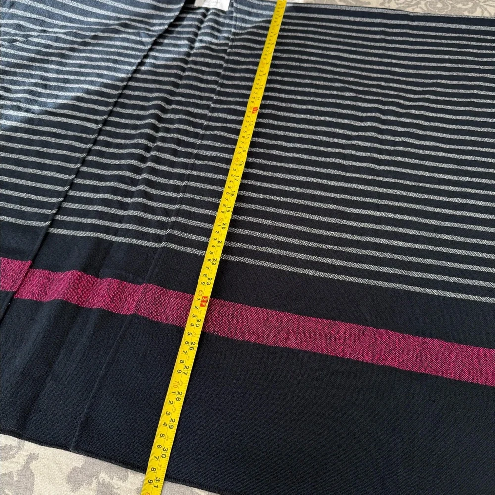 Striped Navy and Pink Poncho Wrap Sweater by MERSEA - Picture 8 of 9